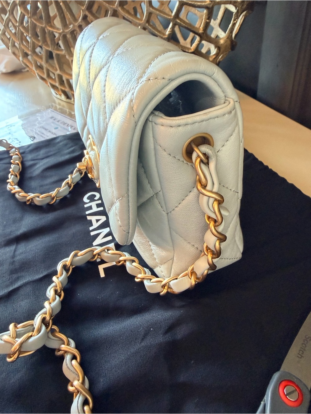Chanel 22S Baby Blue Lambskin Plexiglass Coco Love Mini Flap | Microchipped ✨ - Picture 3 of 11